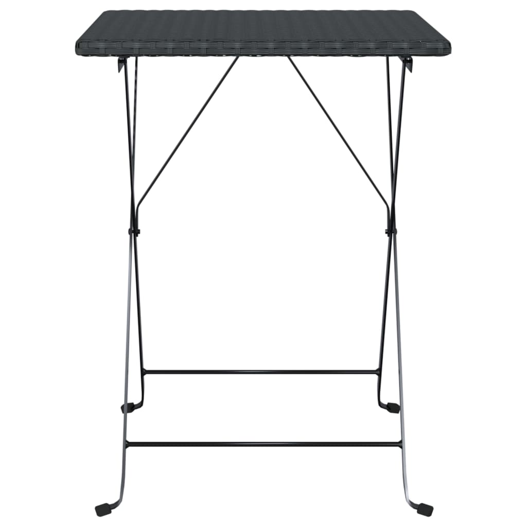 Folding Bistro Table Black PE rattan, powder-coated steel Medium
