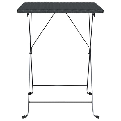 Folding Bistro Table Black PE rattan, powder-coated steel Medium