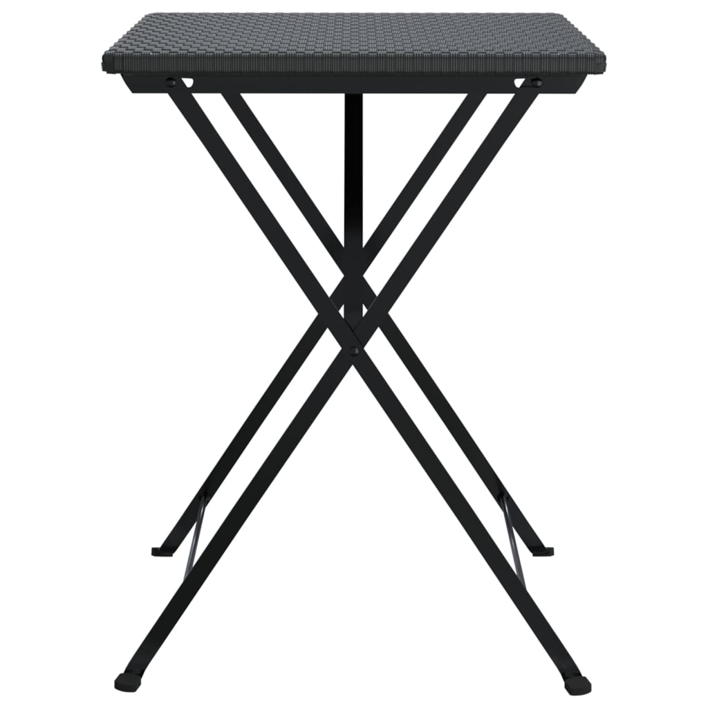 Folding Bistro Table Black PE rattan, powder-coated steel Medium