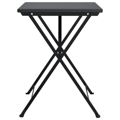 Folding Bistro Table Black PE rattan, powder-coated steel Medium