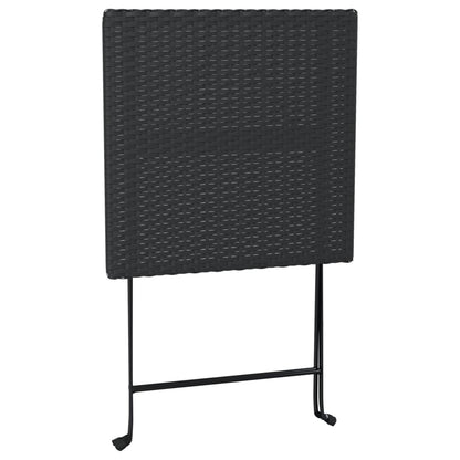 Folding Bistro Table Black PE rattan, powder-coated steel Medium