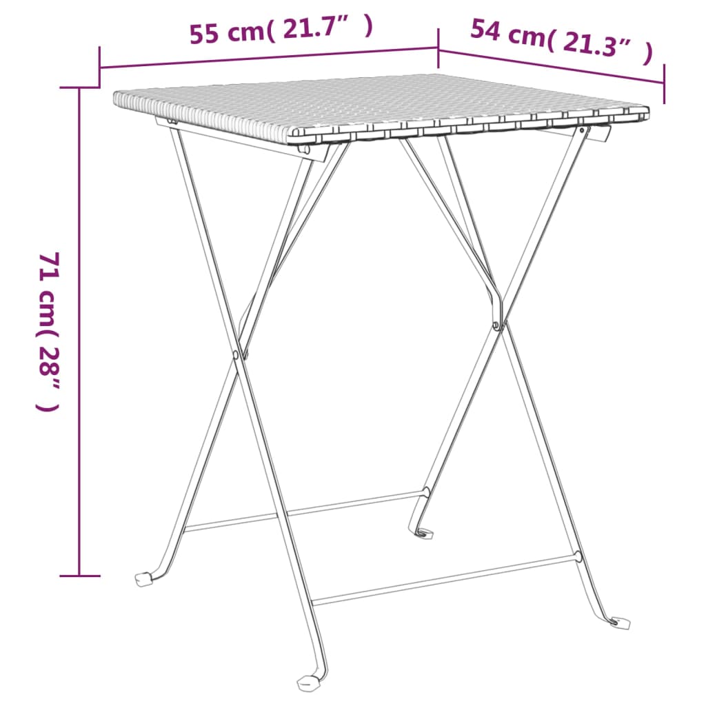 Folding Bistro Table Black PE rattan, powder-coated steel Medium