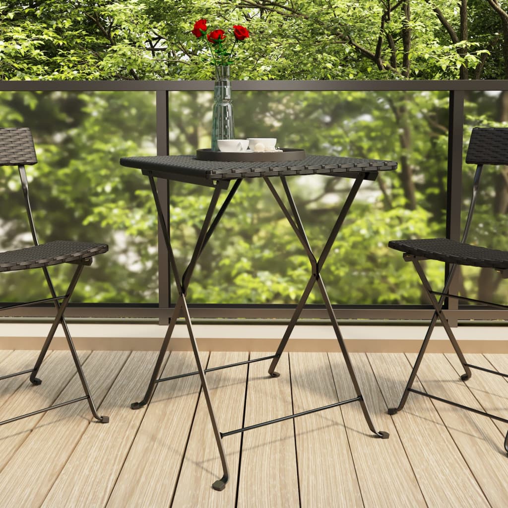 Folding Bistro Table Black PE rattan, powder-coated steel Medium