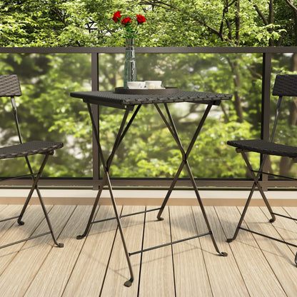 Folding Bistro Table Black PE rattan, powder-coated steel Medium