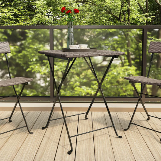 Folding Bistro Table Grey PE rattan, powder-coated steel Compact
