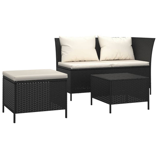 Garden Lounge Set Black and Cream White