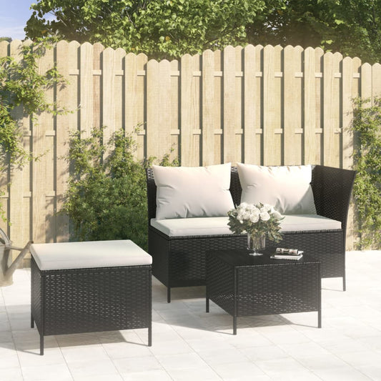 Garden Lounge Set Black and Cream White