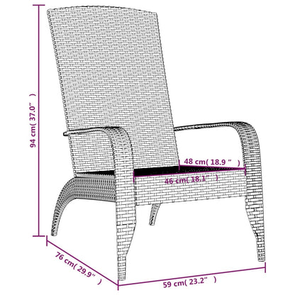 Garden Adirondack Chair Grey Poly rattan, powder-coated steel