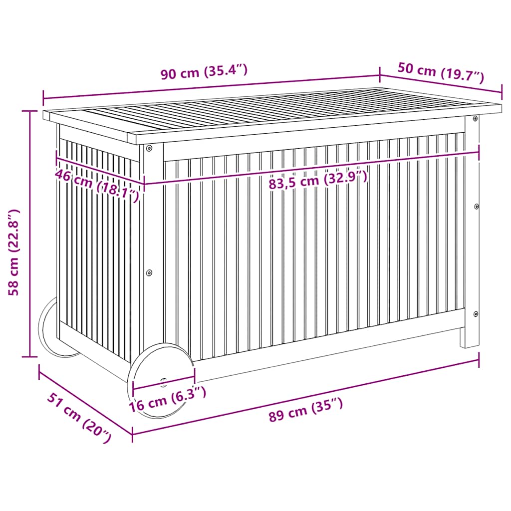 Garden Storage Box Natural wood Solid Acacia wood Medium Storage
