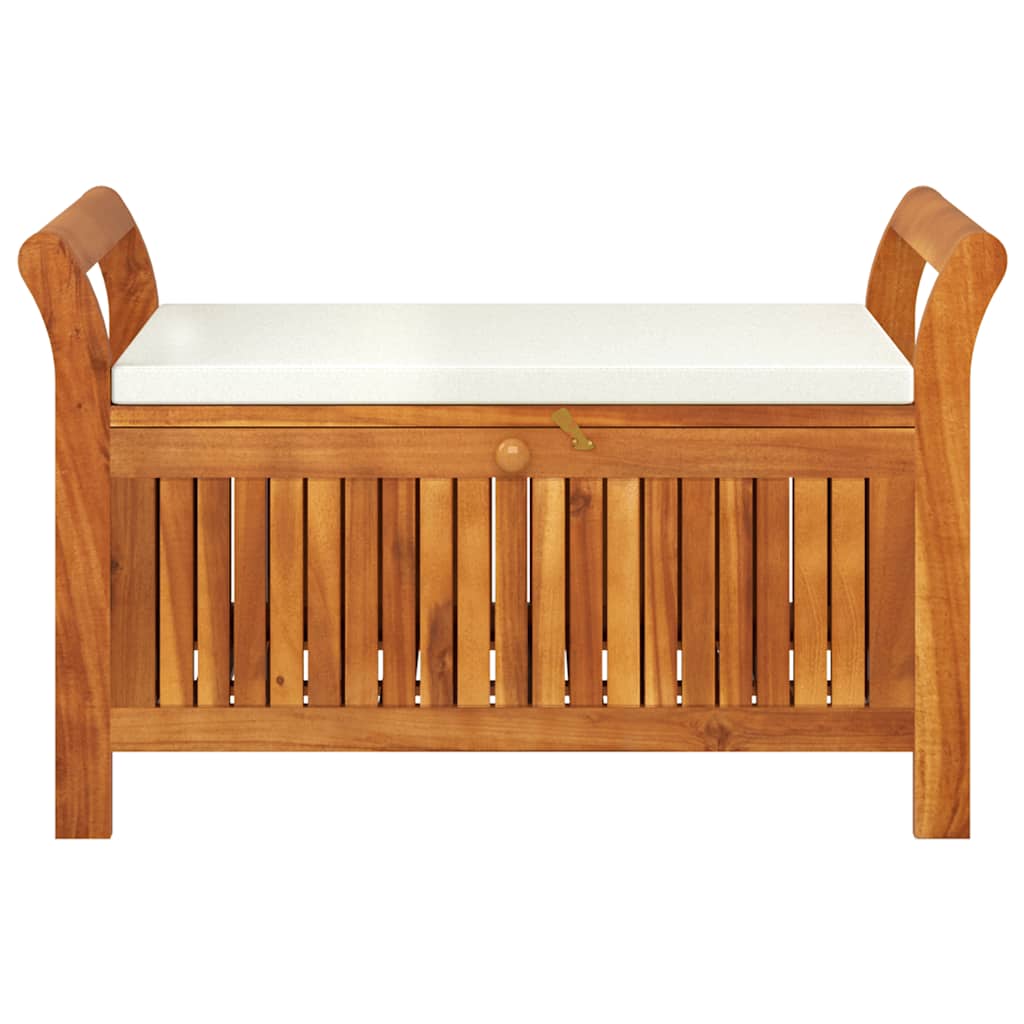 Garden Storage Bench Cream White, Natural Wood