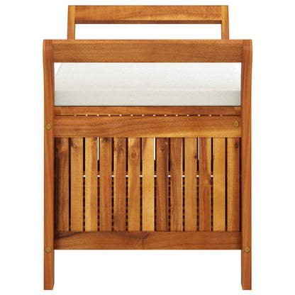 Garden Storage Bench Cream White, Natural Wood