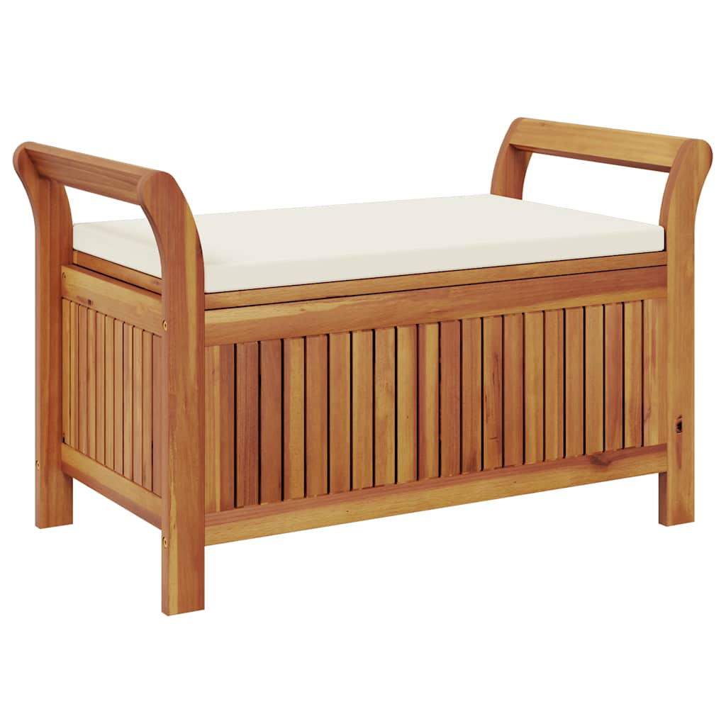 Garden Storage Bench Cream White, Natural Wood