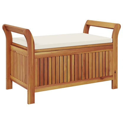 Garden Storage Bench Cream White, Natural Wood