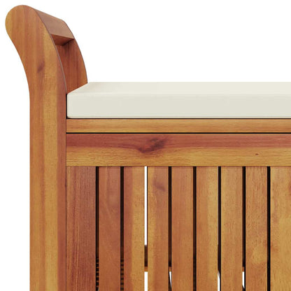 Garden Storage Bench Cream White, Natural Wood