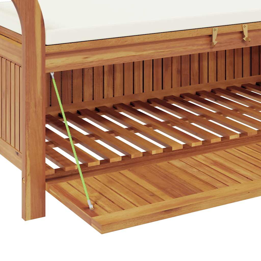 Garden Storage Bench Cream white, natural wood