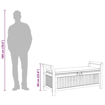 Garden Storage Bench Cream white, natural wood