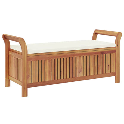 Garden Storage Bench Cream white, natural wood