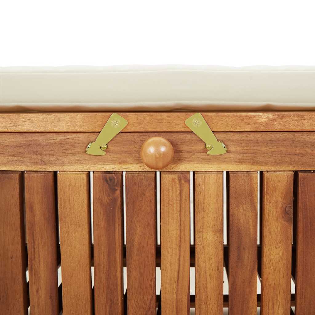 Garden Storage Bench Cream white, natural wood