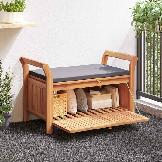 Garden Storage Bench Dark grey, Brown