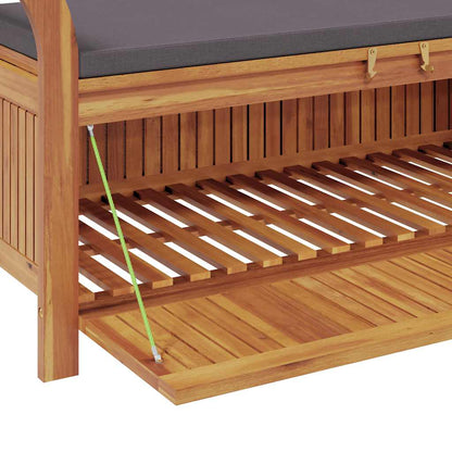 Garden Storage Bench Wood with dark grey cushion