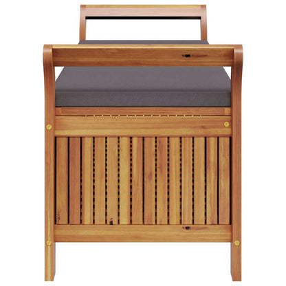 Garden Storage Bench Wood with dark grey cushion