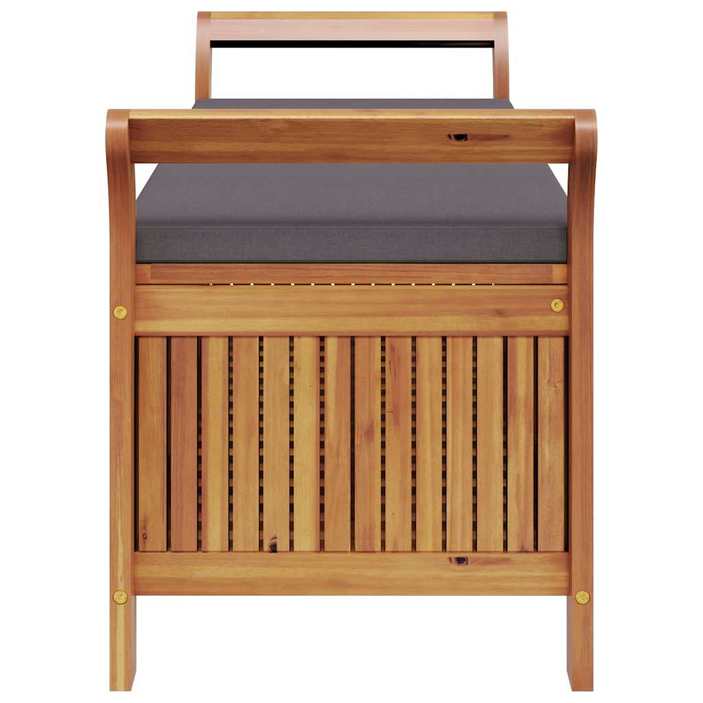 Garden Storage Bench Wood with dark grey cushion