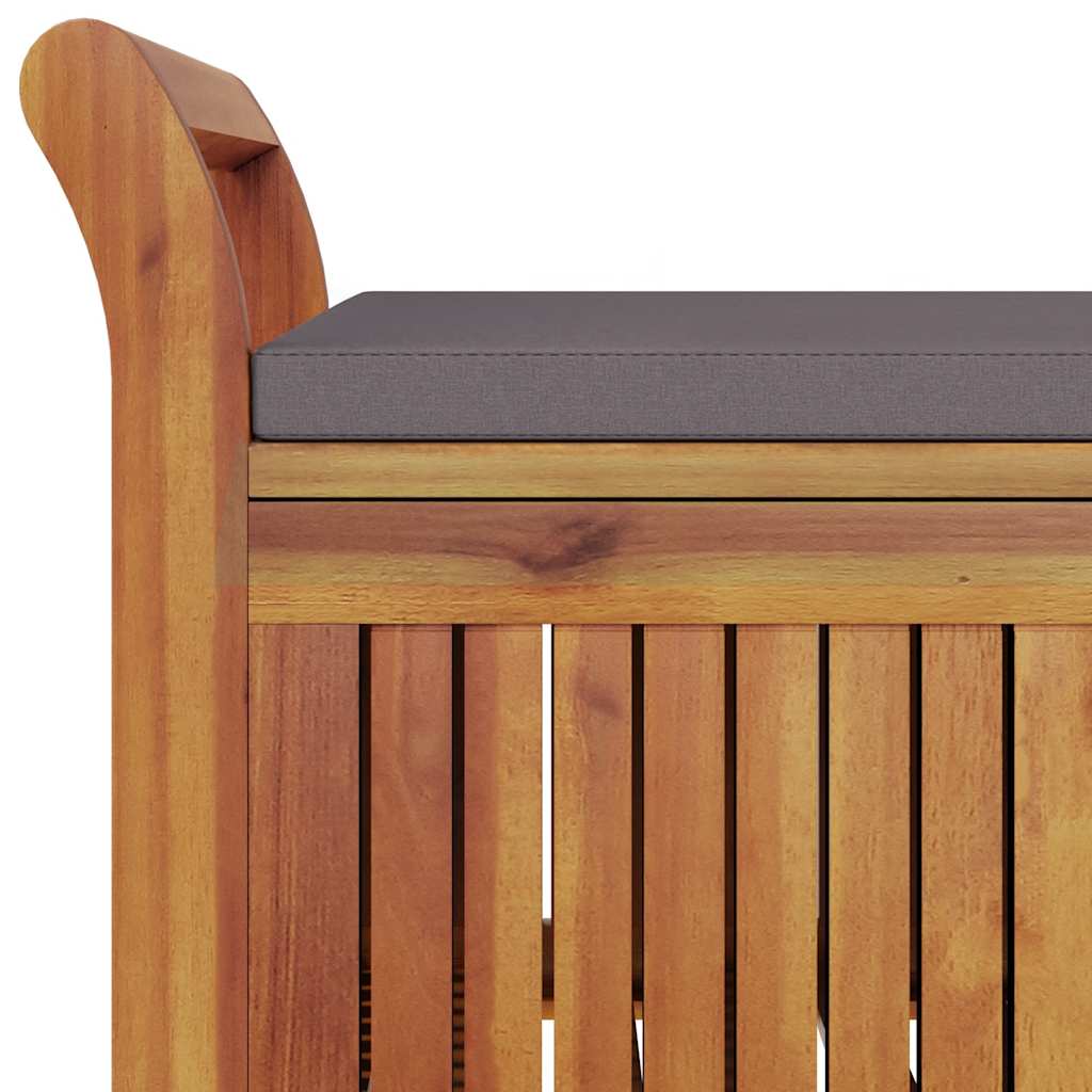 Garden Storage Bench Wood with dark grey cushion