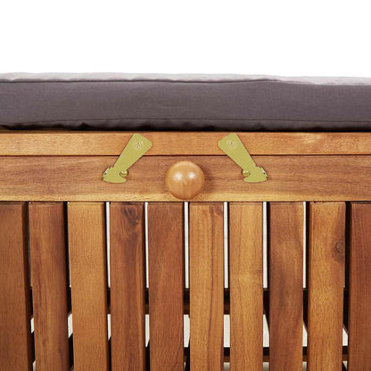 Garden Storage Bench Wood with dark grey cushion