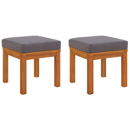 Garden Stool Set of 2 Brown Solid Acacia wood, Polyester Medium
