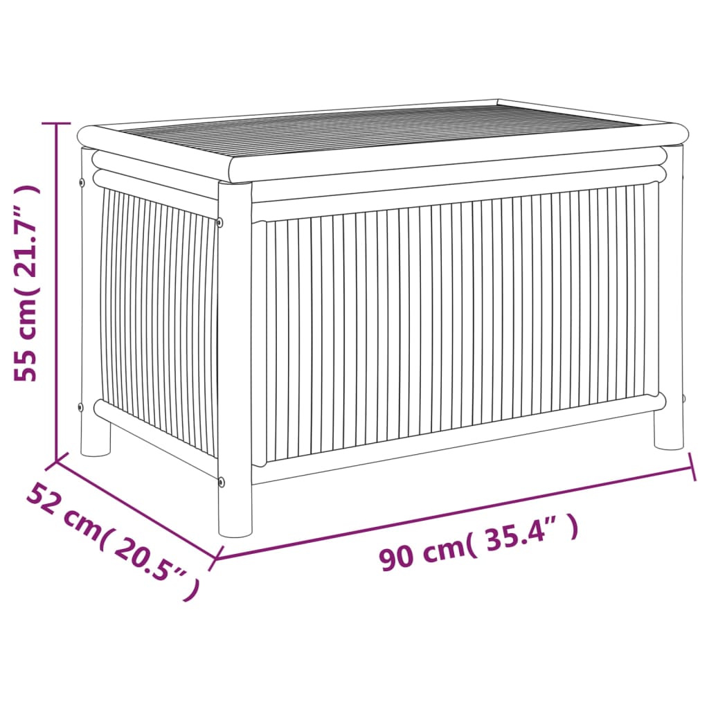 Garden Storage Box Natural Bamboo Bamboo, Polyethylene