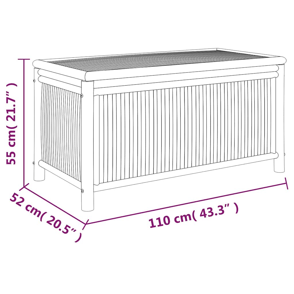 Garden Storage Box Natural Bamboo Bamboo, Polyethylene