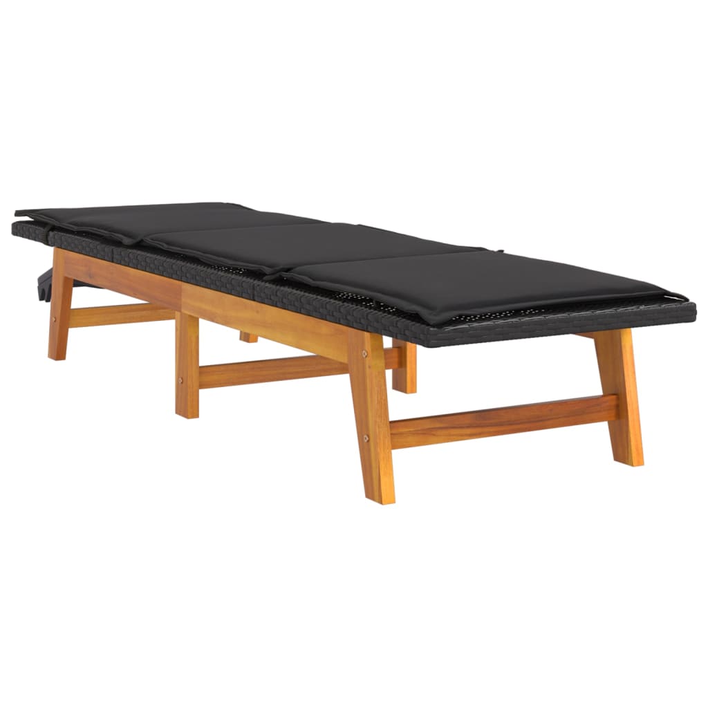 Sun Lounger Black and brown PE rattan 78.7 x 21.3 x 34.3 in