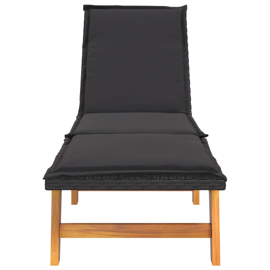 Sun Lounger Black and brown PE rattan 78.7 x 21.3 x 34.3 in
