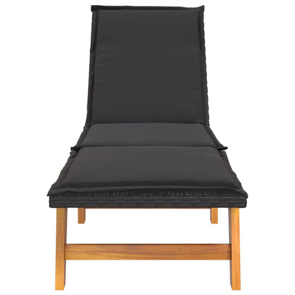 Sun Lounger Black and brown PE rattan 78.7 x 21.3 x 34.3 in