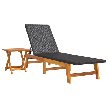 Sun Lounger Black and brown PE rattan 78.7 in length