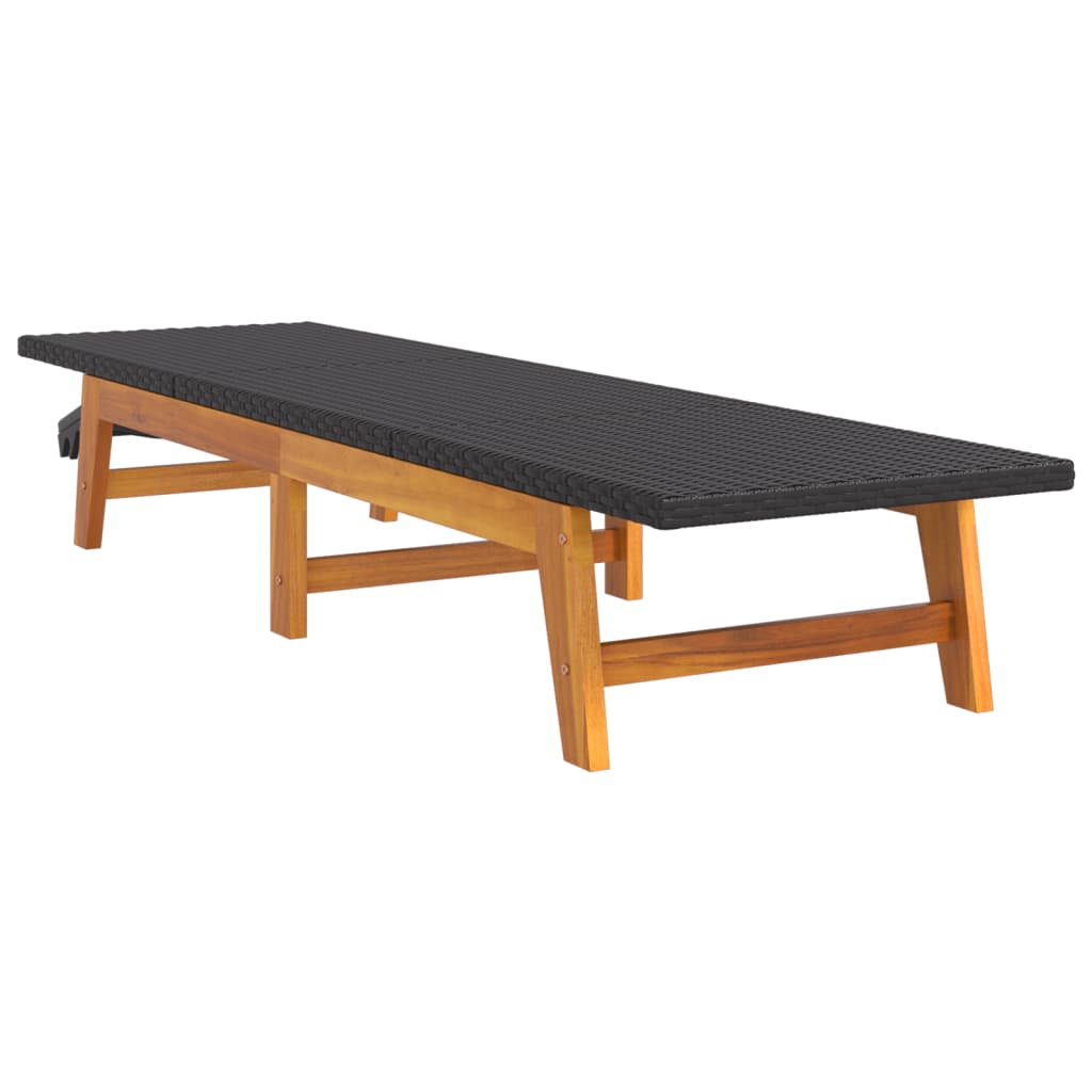 Sun Lounger Black and brown PE rattan 78.7 in length