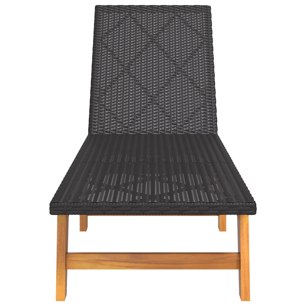 Sun Lounger Black and brown PE rattan 78.7 in length