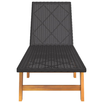 Sun Lounger Black and brown PE rattan 78.7 in length