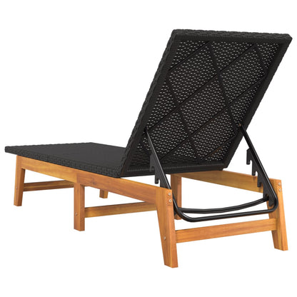 Sun Lounger Black and brown PE rattan 78.7 in length