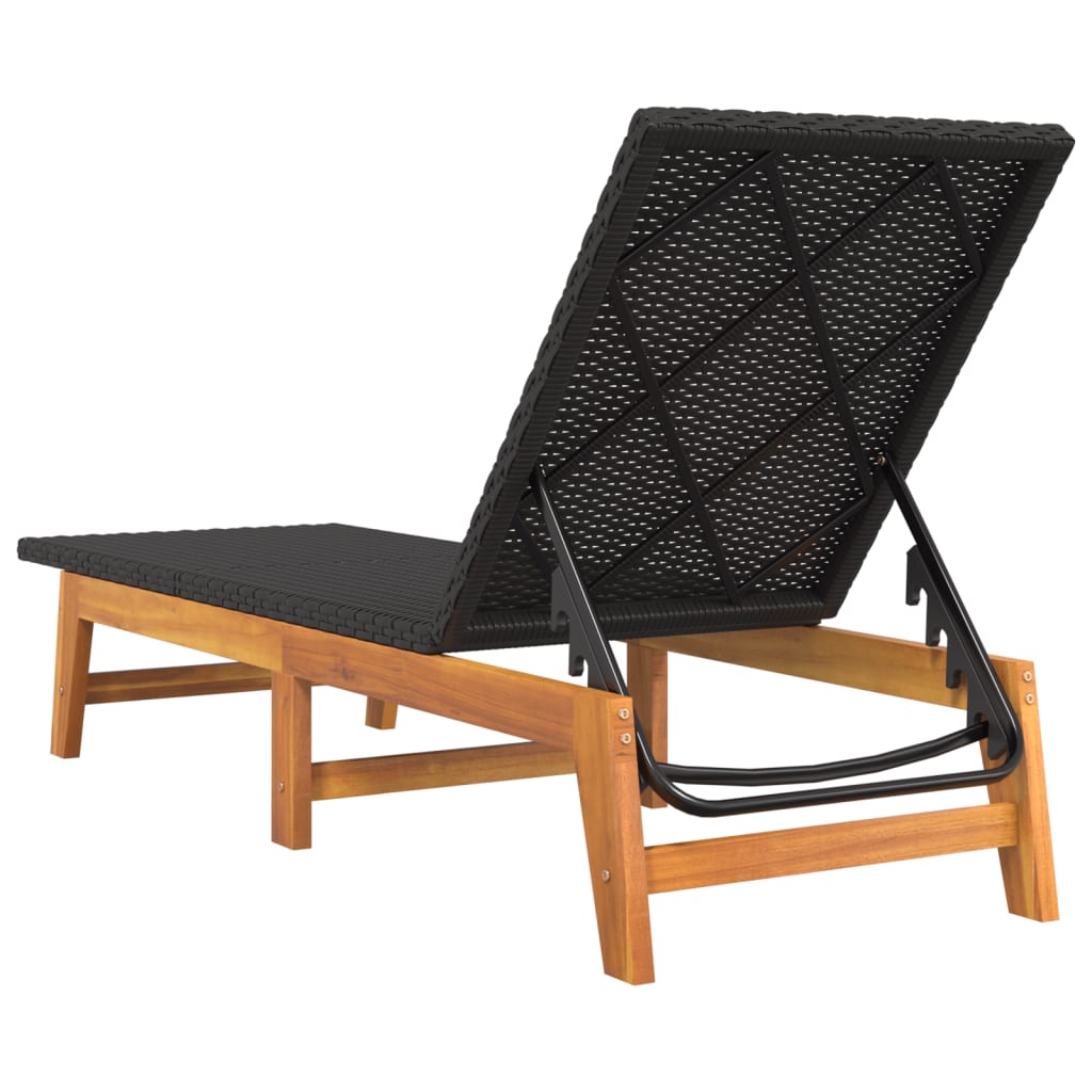 Sun Lounger Black and brown PE rattan 78.7 in length
