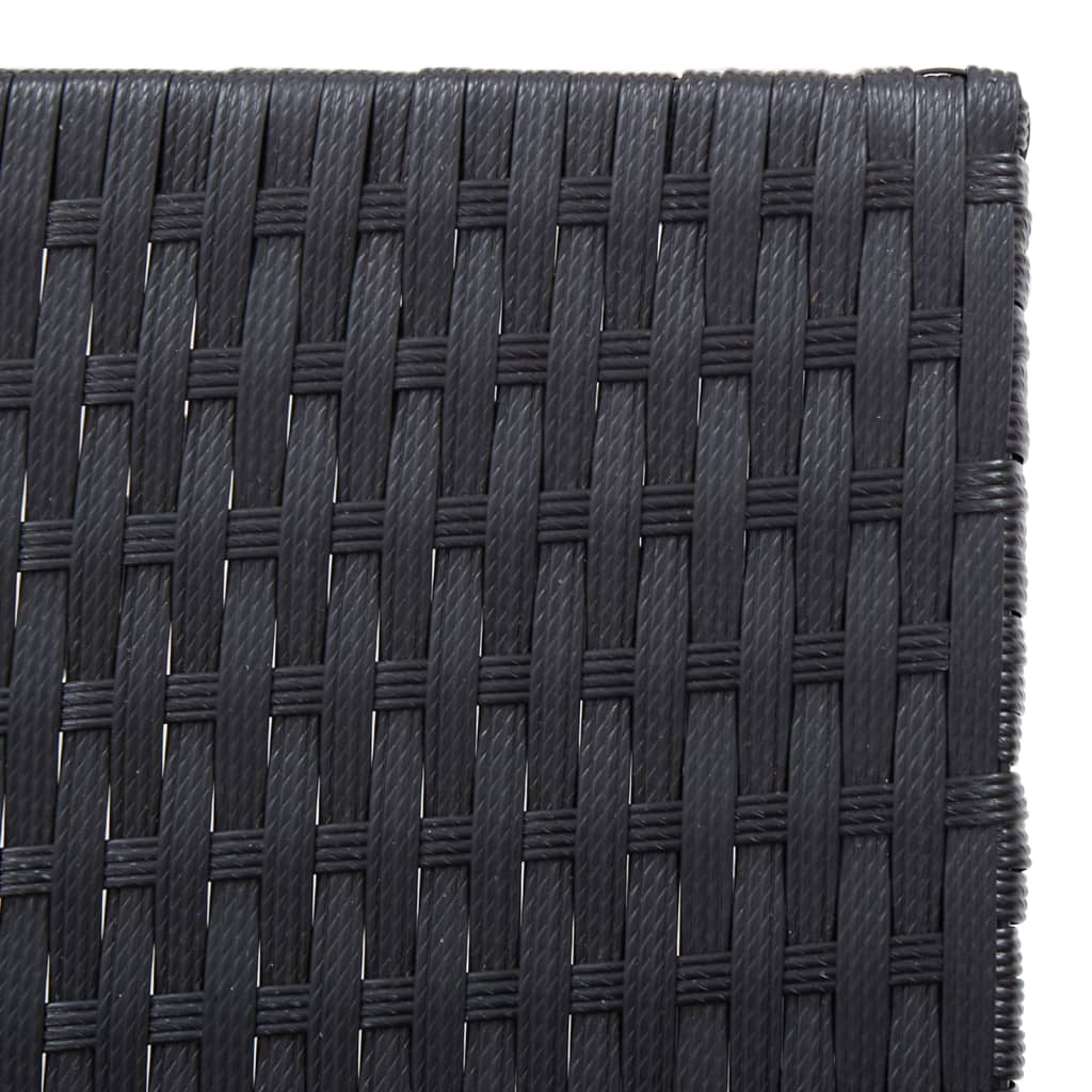 Sun Lounger Black and Brown PE rattan, solid acacia wood, steel