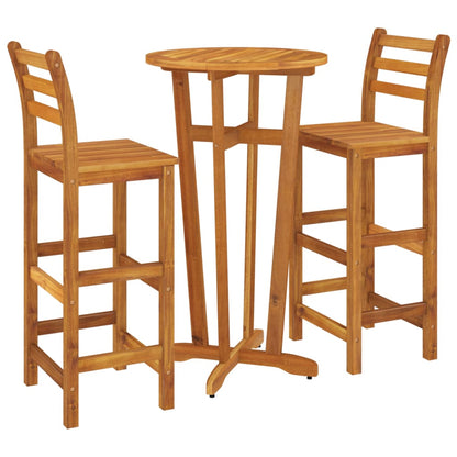 Garden Bar Set Wood Brown Solid Acacia Wood 3 Piece Set Durable