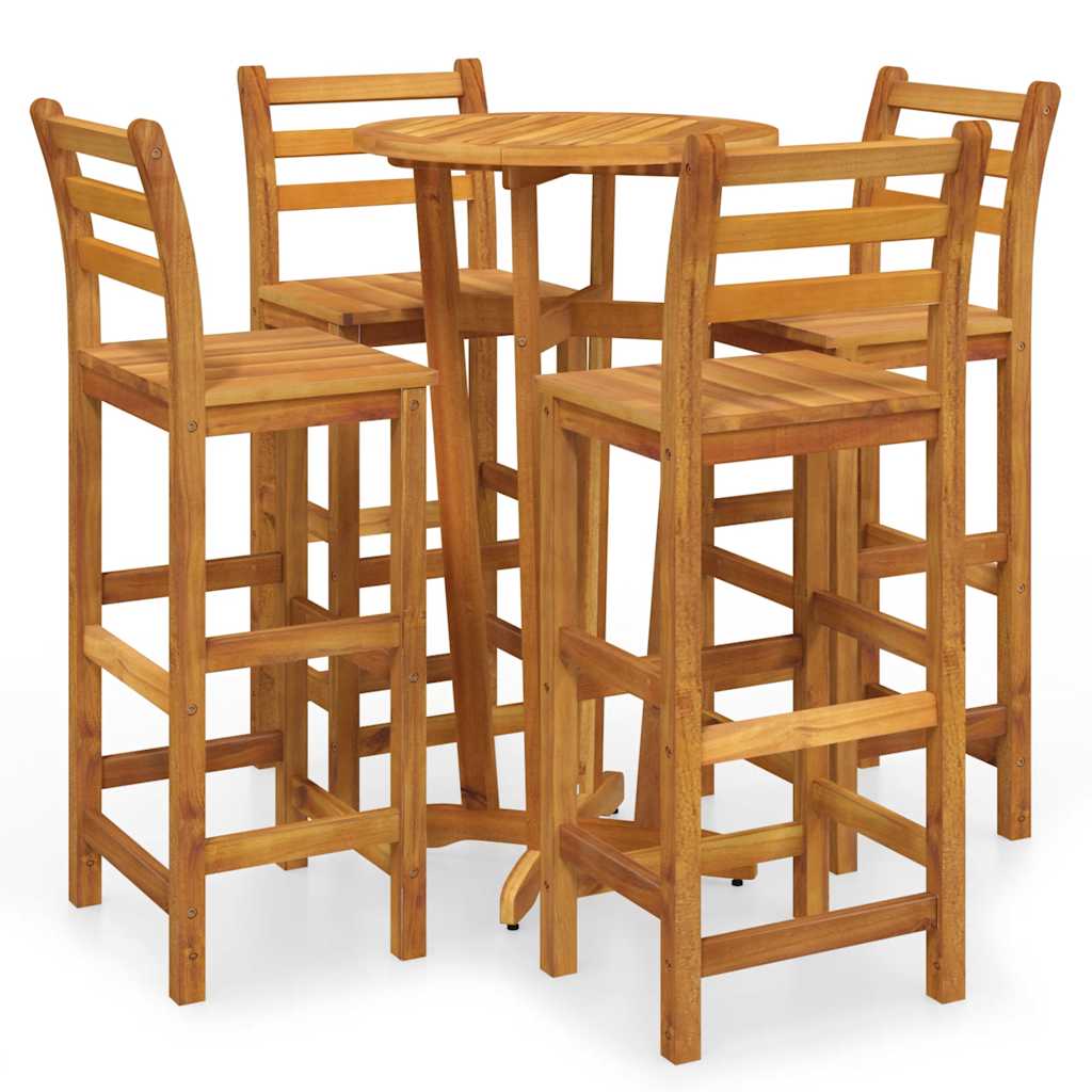 Garden Bar Set Natural wood Solid Acacia wood Compact Footrest