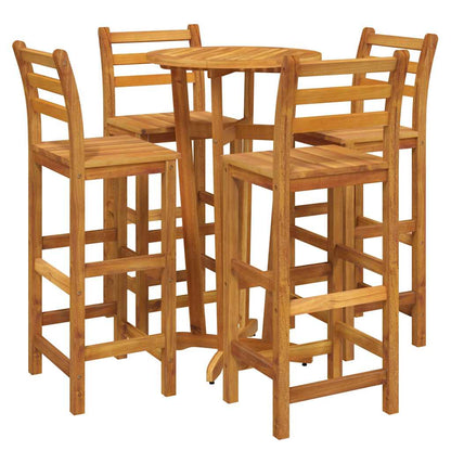 Garden Bar Set Natural wood Solid Acacia wood Compact Footrest
