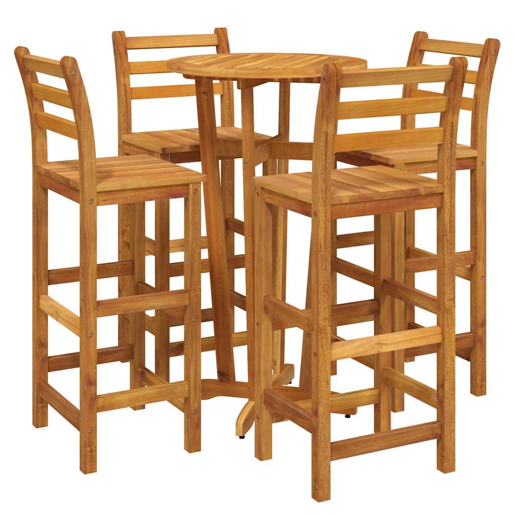 Garden Bar Set Natural wood Solid Acacia wood Compact Footrest