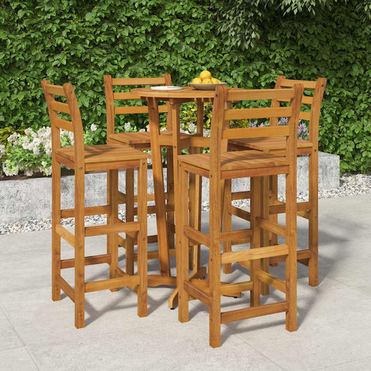 Garden Bar Set Natural wood Solid Acacia wood Compact Footrest