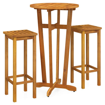 Garden Bar Set Brown Solid Acacia wood Medium Footrest