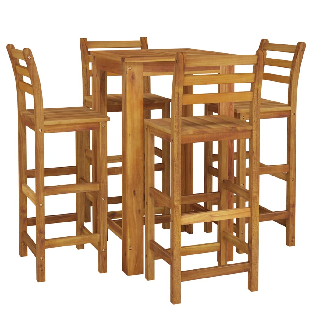 Garden Bar Set Natural wood Solid acacia wood Medium Footrest