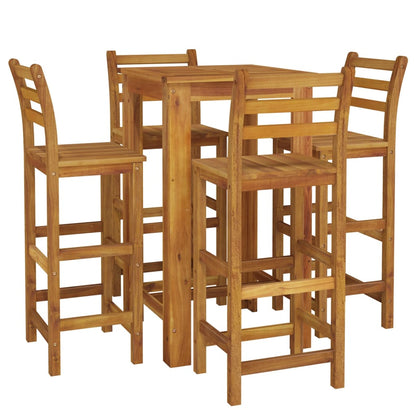 Garden Bar Set Natural wood Solid acacia wood Medium Footrest