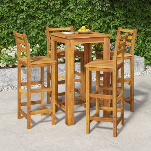 Garden Bar Set Natural wood Solid acacia wood Medium Footrest